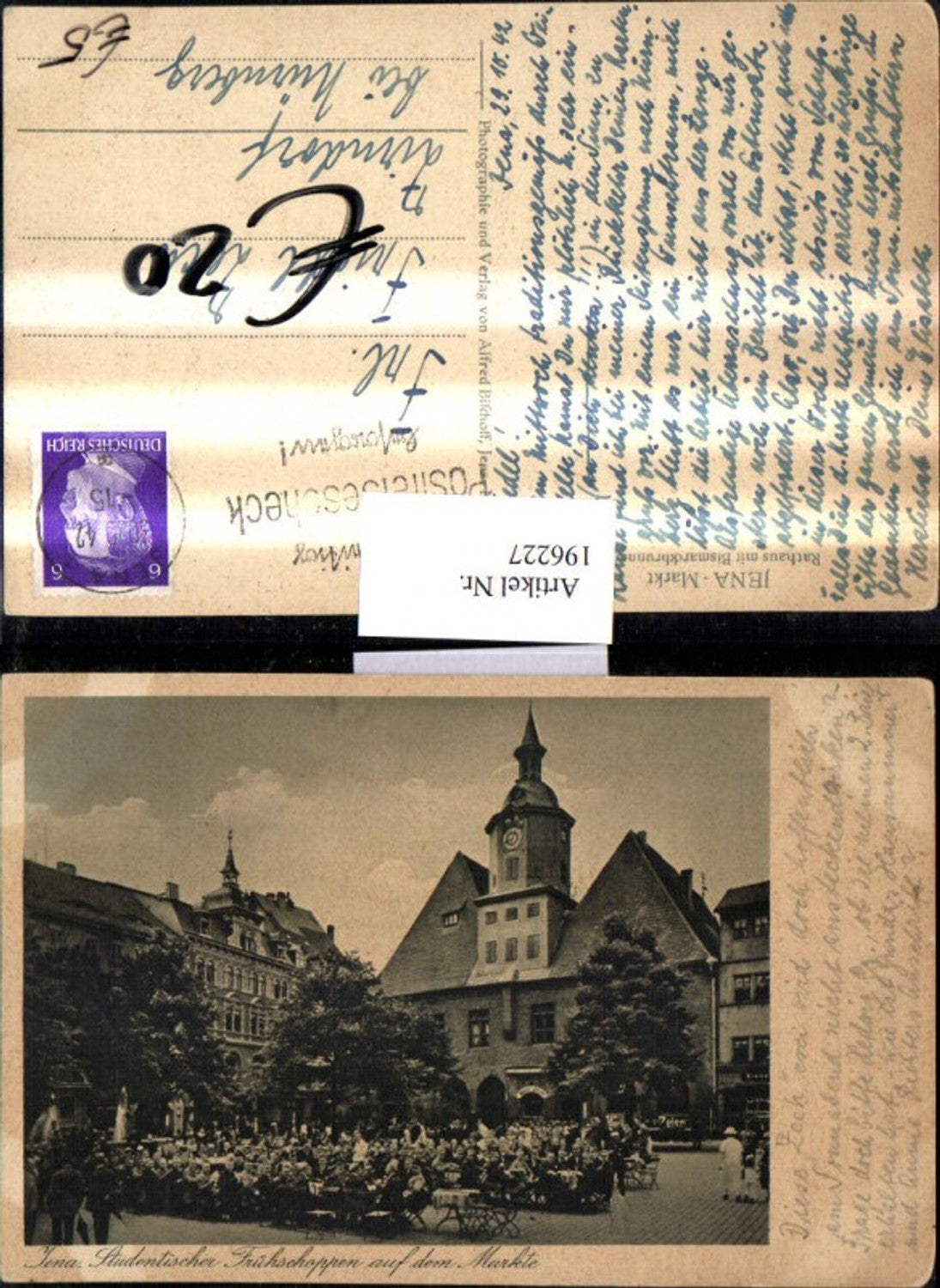 196227, Jena Market Town Hall with Bismarck Fountain Student brunch on the market square