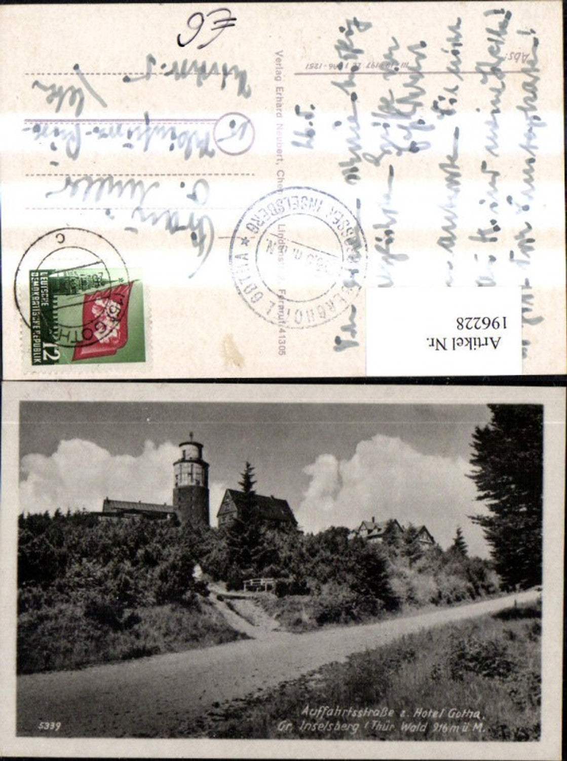 196228,Auffahrtsstraße z. Hotel Gotha Gr. Inselsberg im Thüringer Wald
