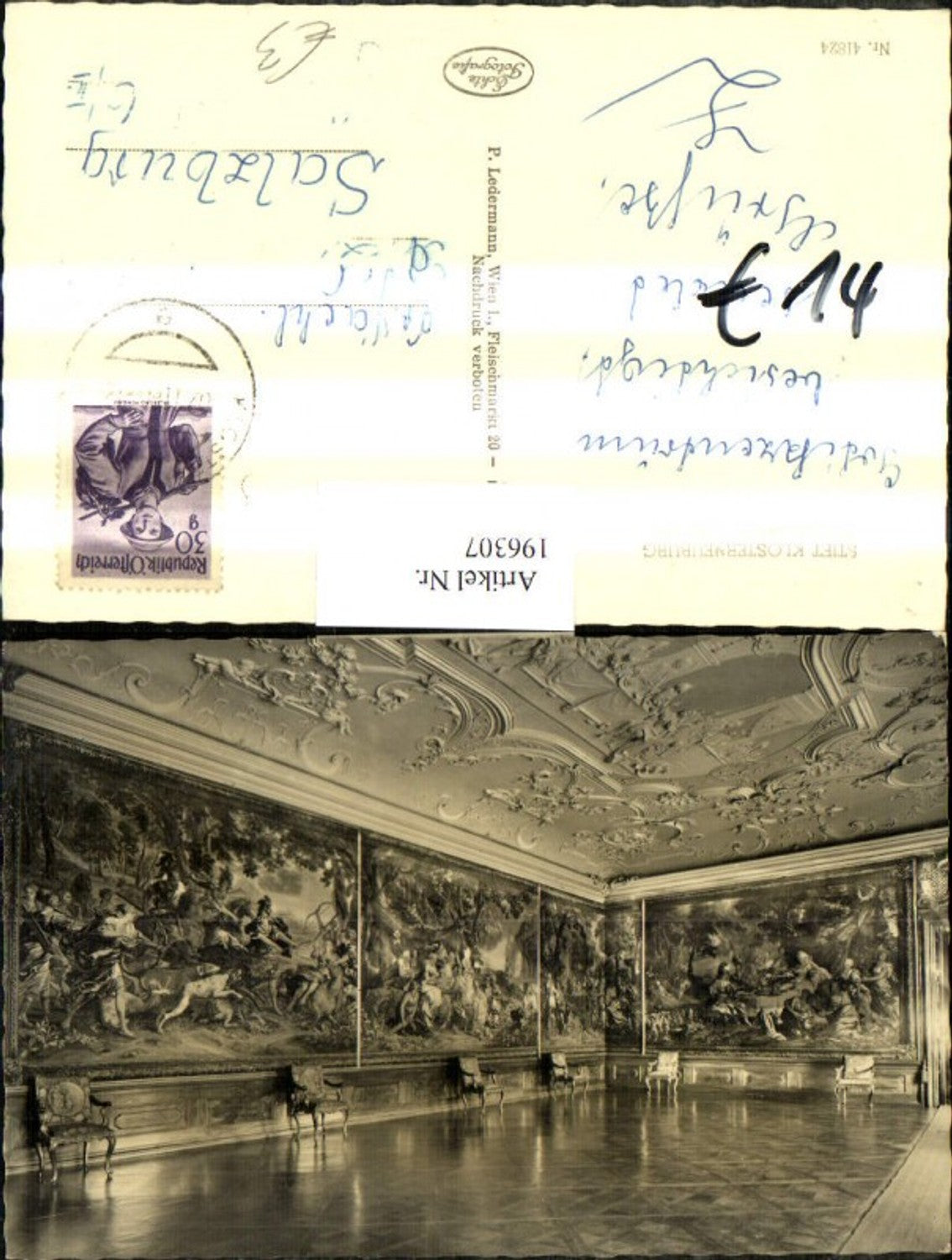 196307,Stift Kosterneuburg Kaisertrakt Gobelinsaal Innenansicht