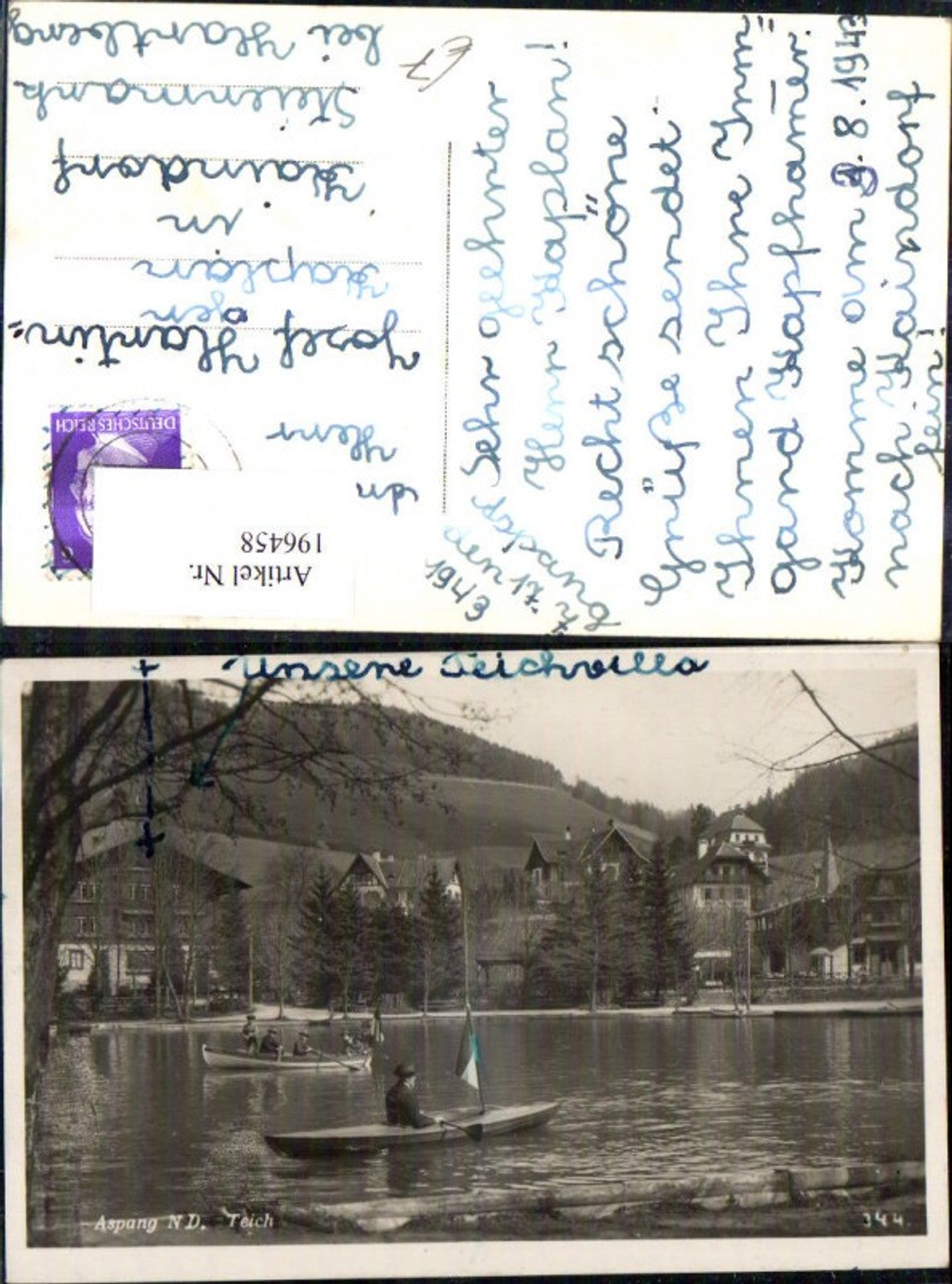 196458,Aspang Teilansicht Teich Boote Ruderboot