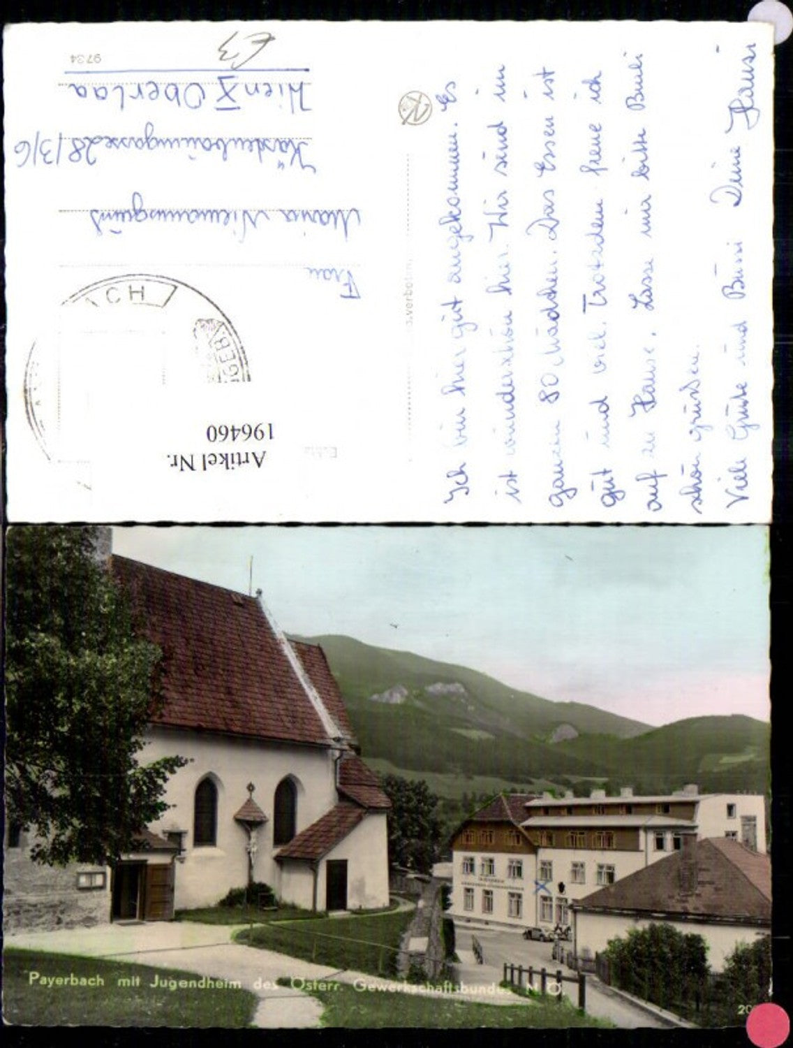 196460,Payerbach m. Jugendheim d. Österreichischen Gewerkschaftsbundes Kirche