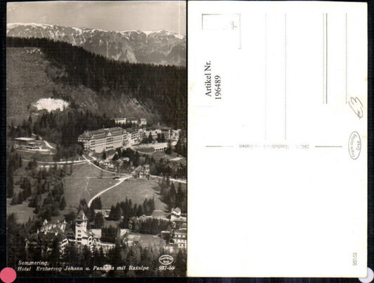196489,Semmering Hotel Erzherzog Johann u. Panhans m. Raxalpe