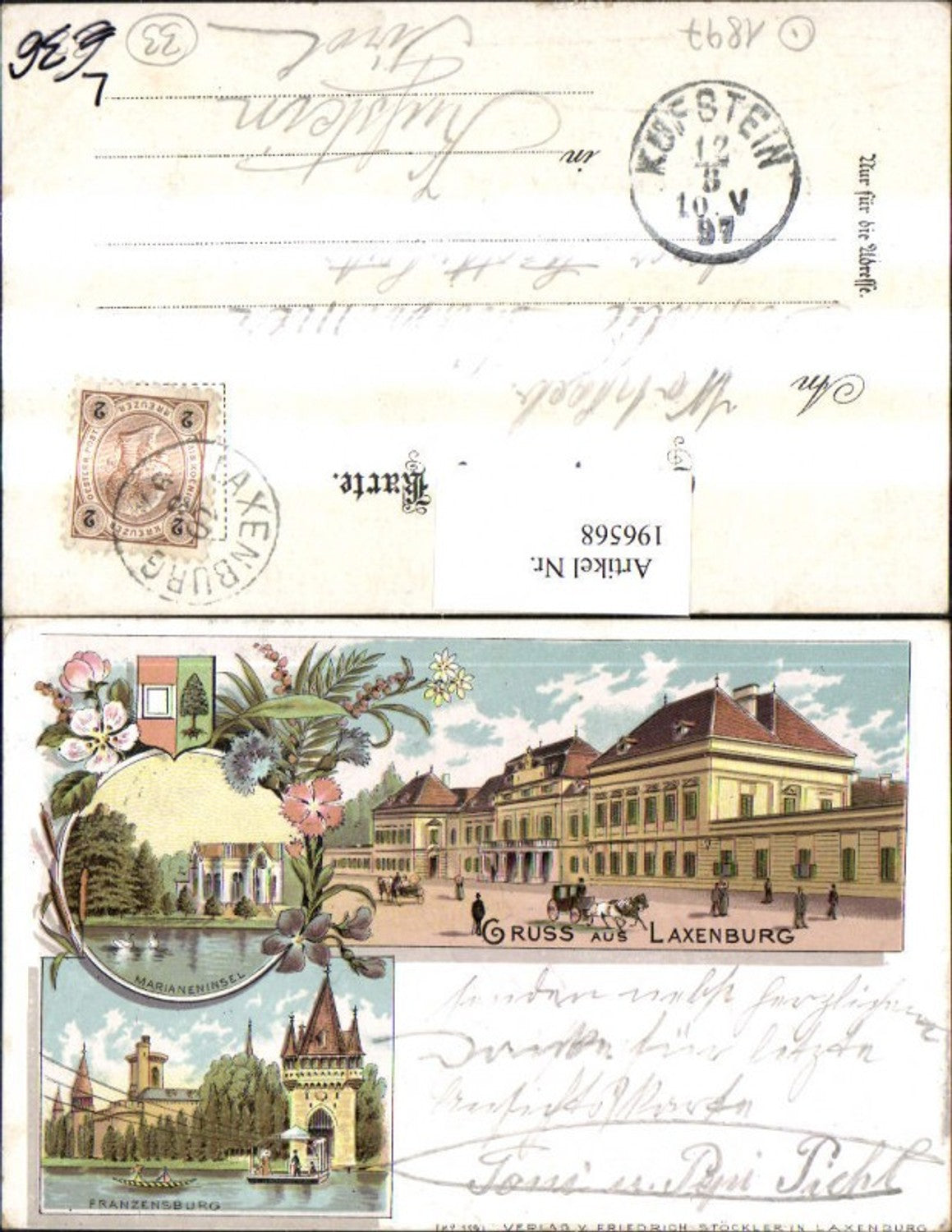 196568,Litho AK Gruß aus Laxenburg Marianeninsel Franzensburg Mehrbildkarte