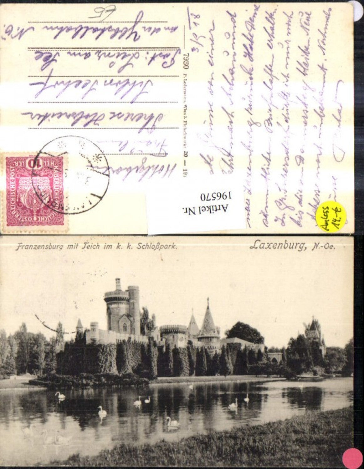 196570,Laxenburg Franzensburg m. Teich im k. k. Schlosspark