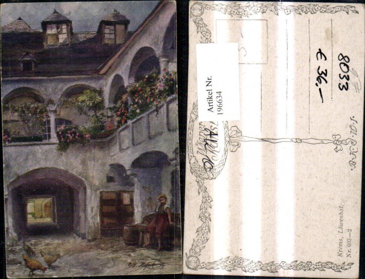 196634,Künstler Ak E. F. Hofecker Krems Löwenhof