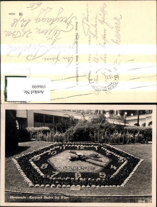 196690,Baden b. Wien Kurpark Blumenuhr Blumen