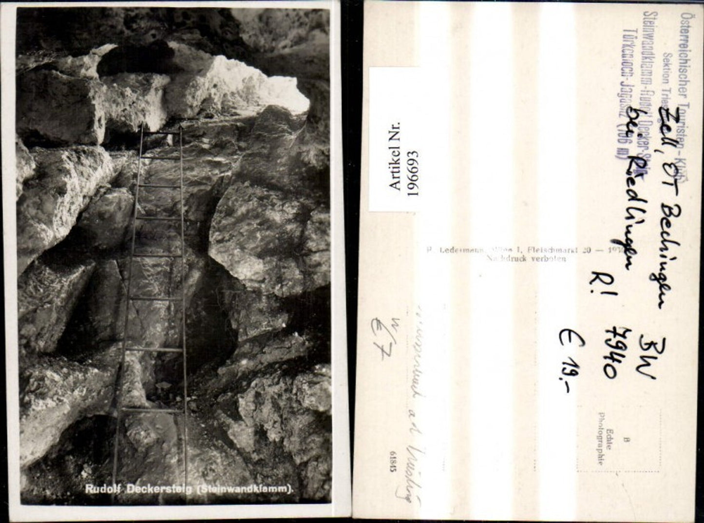 196693,Foto Ak Weissenbach a. d. Triesting Steinwandklamm Rudolf Decker Steig Türkenlochpub Jelenz