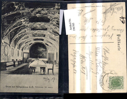 196705,Heiligenkreuz Stift Innenansicht Refectorium 17 Jhdt.