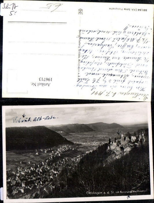 196713, Geislingen an der Steige, Helfenstein Castle Ruins, Photo Ak