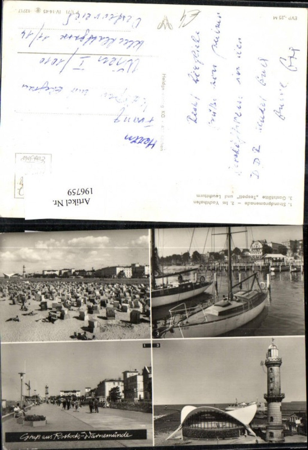 196759,Rostock Warnemünde Mehrbild Ak Strandpromenadee Yachthafen Gaststätte Teepott Leuchtturm