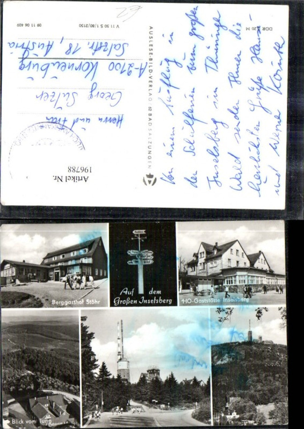 196788,Inselsberg Brotterode Mehrbild Ak Berggasthof Stöhr Gaststätte Inselsberg Blick v. Turm
