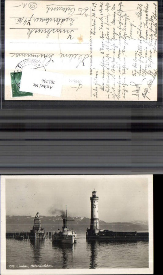 205256,Leuchtturm Lindau i. Bodensee Schiff Dampfer Löwendenkmal b. Hafeneinfahrt