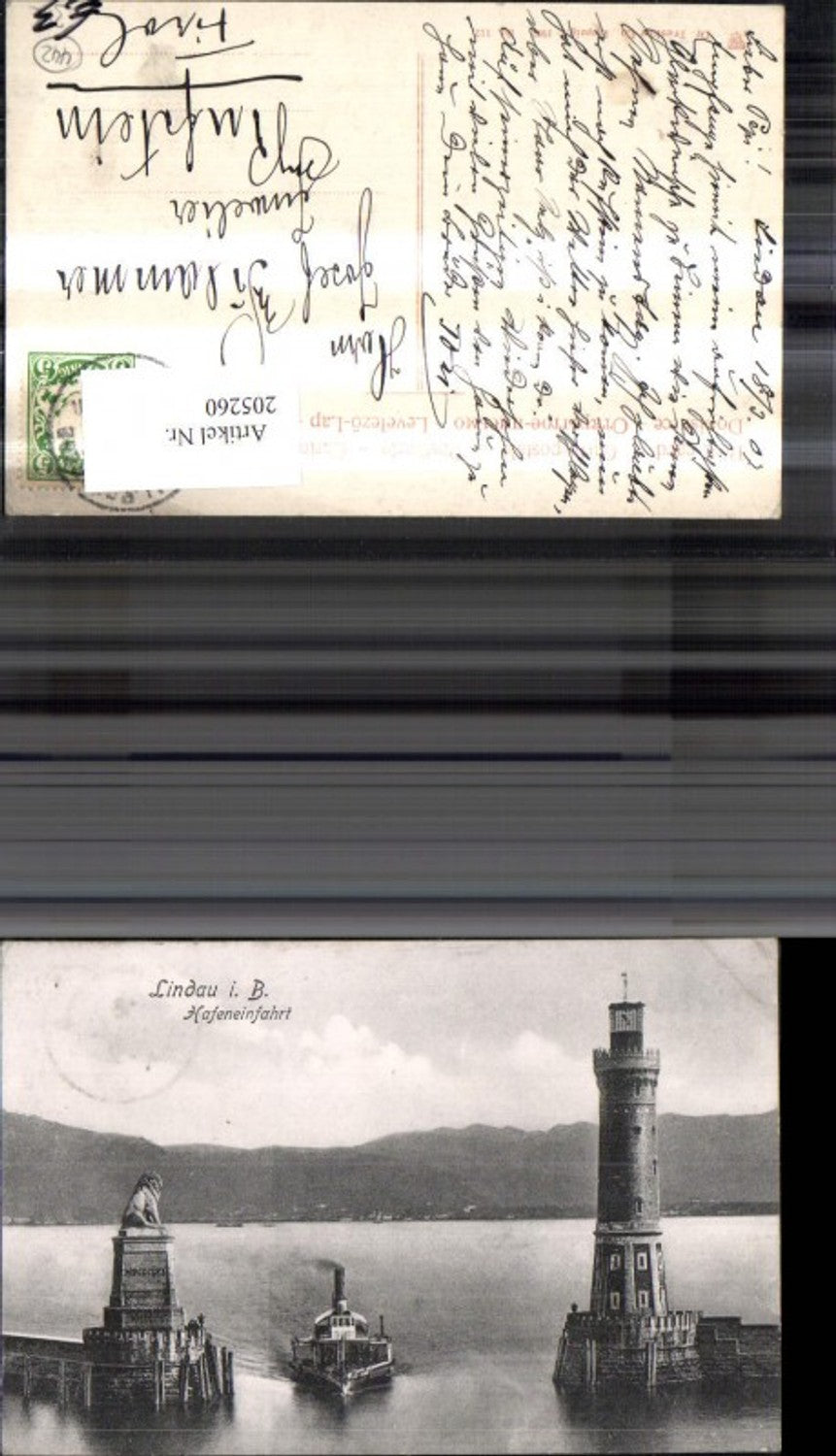 205260,Leuchtturm Lindau i. Bodensee Schiff Dampfer Löwendenkmal b. Hafeneinfahrt