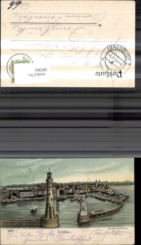 205261,Leuchtturm Lindau i. Bodensee Schiff Dampfer Löwendenkmal b. Hafeneinfahrt