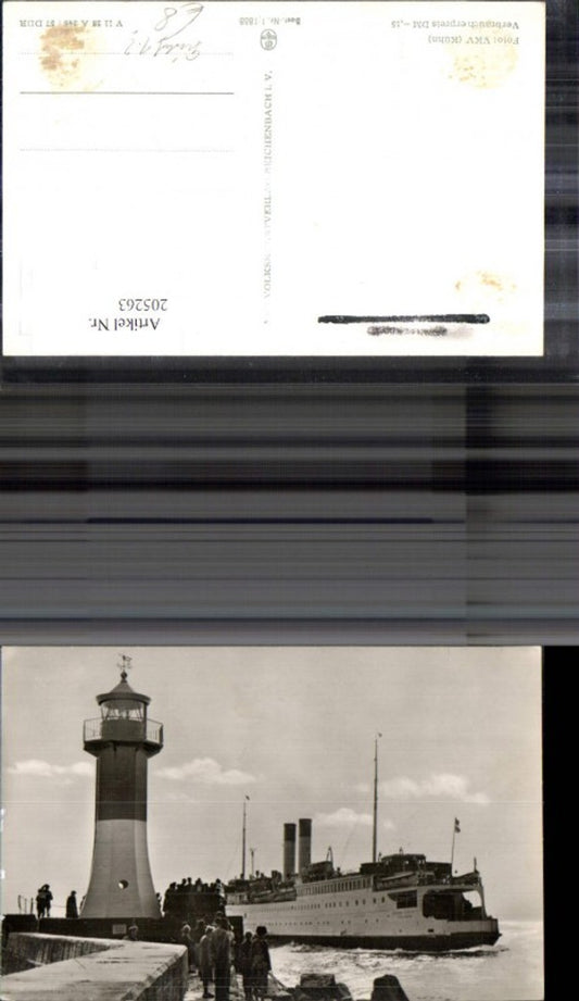 205263,Leuchtturm Schiff Dampfer Gustaf I b. Kai Personen