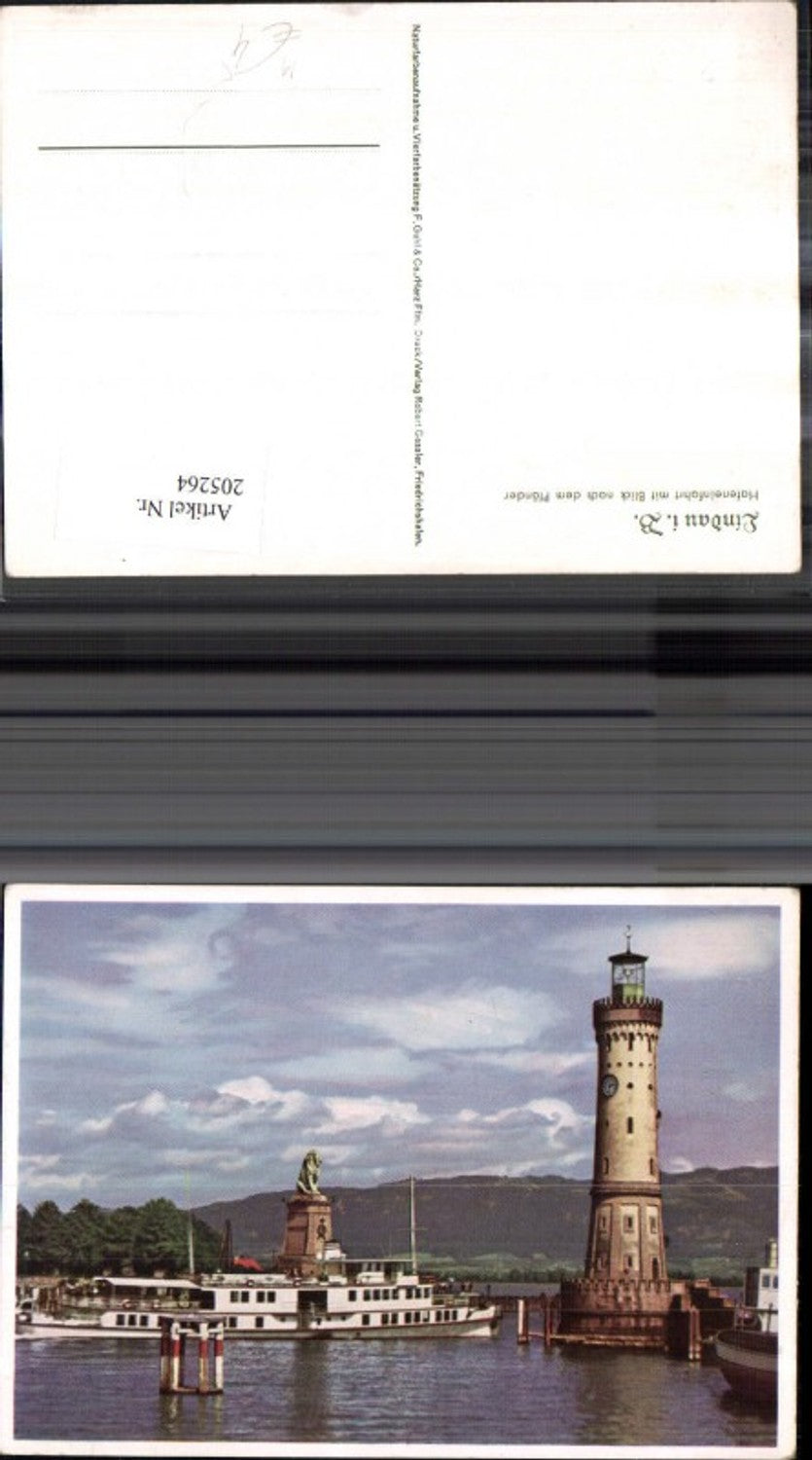 205264,Leuchtturm Lindau i. Bodensee Schiff Dampfer Löwendenkmal b. Hafeneinfahrt