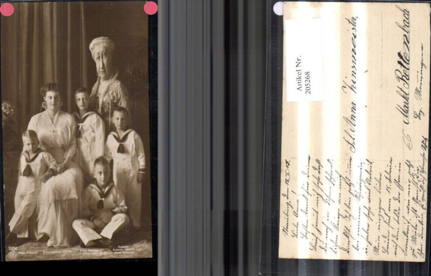 205268,Prinz Friedrich Kronprinzessin Cecilie Prinz Wilhelm u. Louis Ferdinand Kaiserin Auguste Viktoria Prinz Hubertus