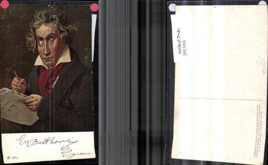 205304,Künstler Ak J. Stieler Komponist Ludwig v. Beethoven Notenheft Stift