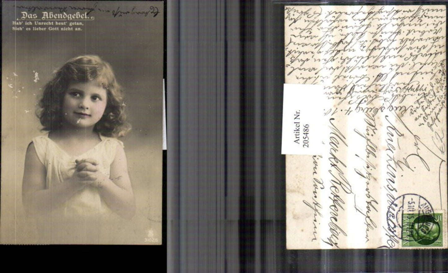 205486,Mädchen b. Beten „Das Abendgebet“