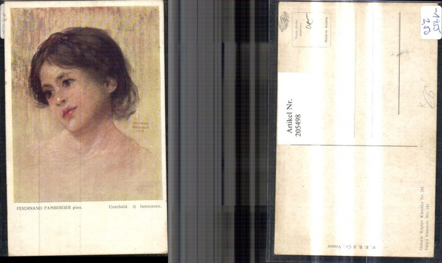 205498,Künstler AK Ferdinand Pamberger „Unschuld“ Mädchen Portrait