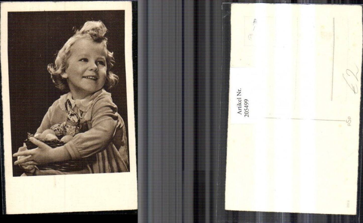 205499,Mädchen m. Korb Schokoladehase Hase Eier Portrait