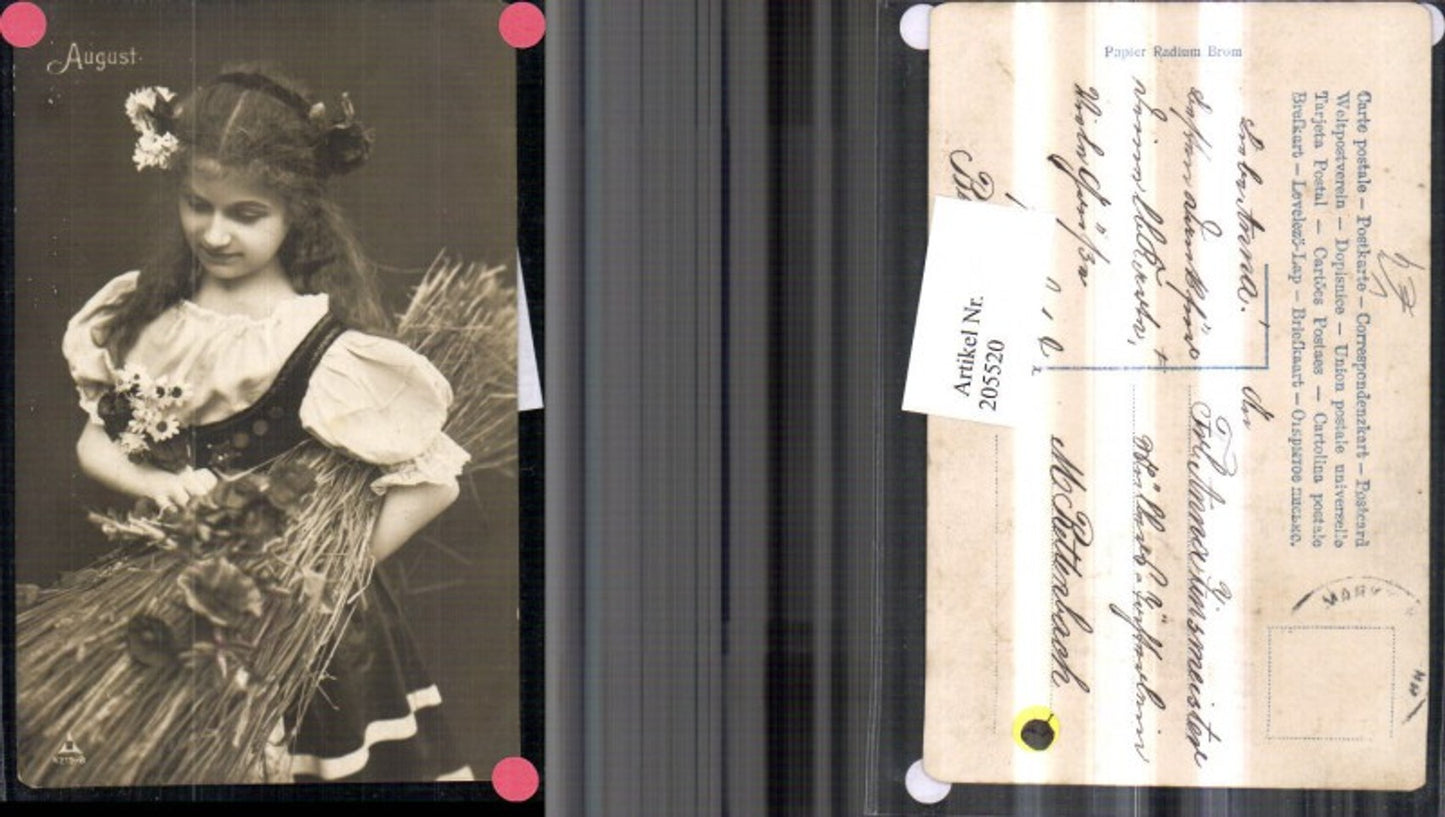 205520,Mädchen m. Haarschmuck Kleid Heu Stroh Blumen pub Photochemie Berlin 4219/8