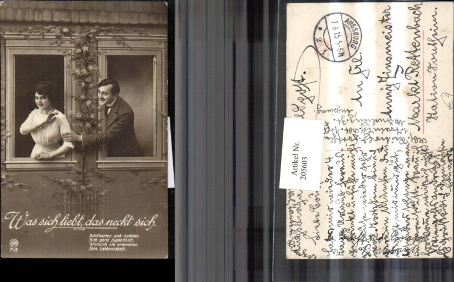 205603,Liebe „Was sich liebt, das neckt sich“ Gedicht Mann u. Frau Fenster