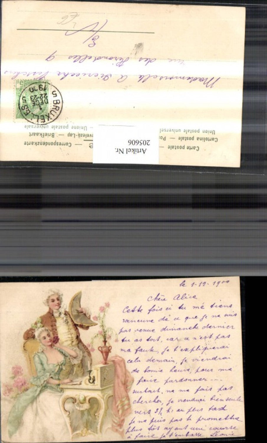 205606,Litho AK Liebe Liebespaar Frau b. Schreiben
