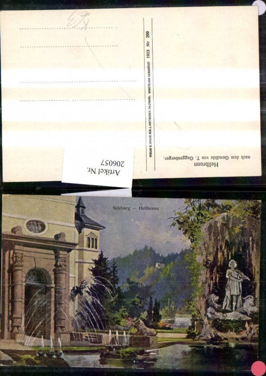 206057,Künstler AK T. Guggenberger Salzburg Hellbrunn Partie Brunnen