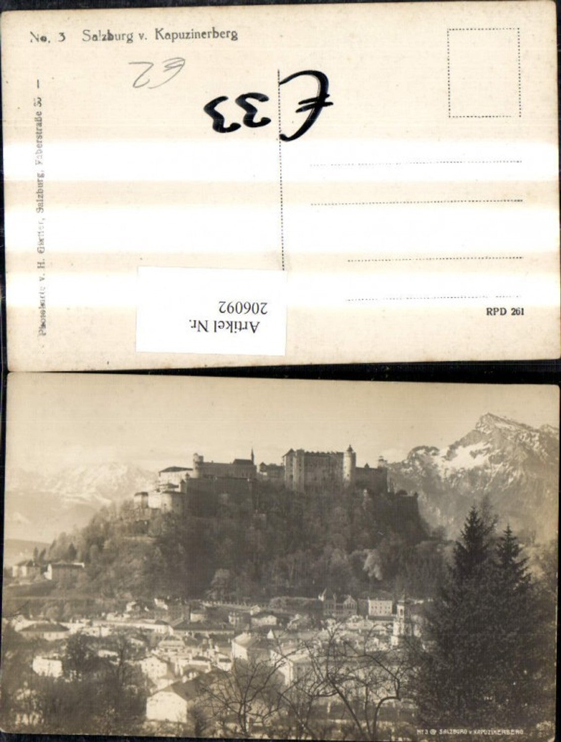 206092,Salzburg Teilansicht v. Kapuzinerberg Festung Burg