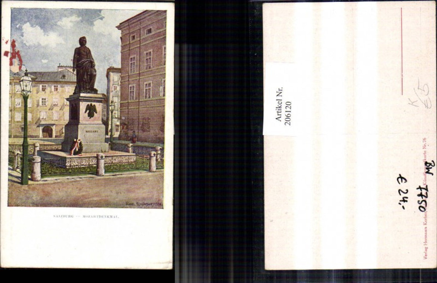 206120, Artist AK Karl Schönswetter Salzburg Mozart Monument Monument