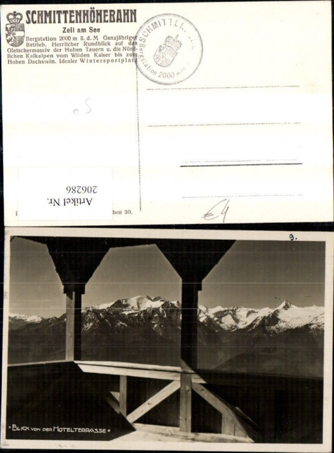 206286,Zell a. See Schmittenhöhebahn Bergstation Blick v. d. Hotelterrasse