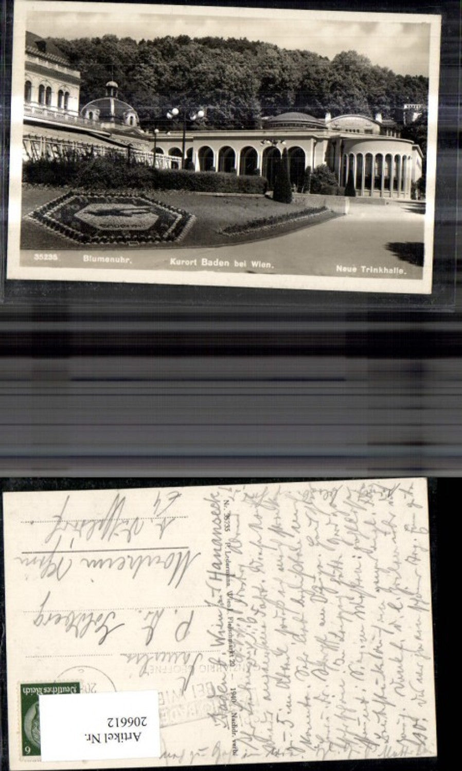 206612,Baden b. Wien Kurhaus Neue Trinkhalle Ansicht m. Blumenuhr