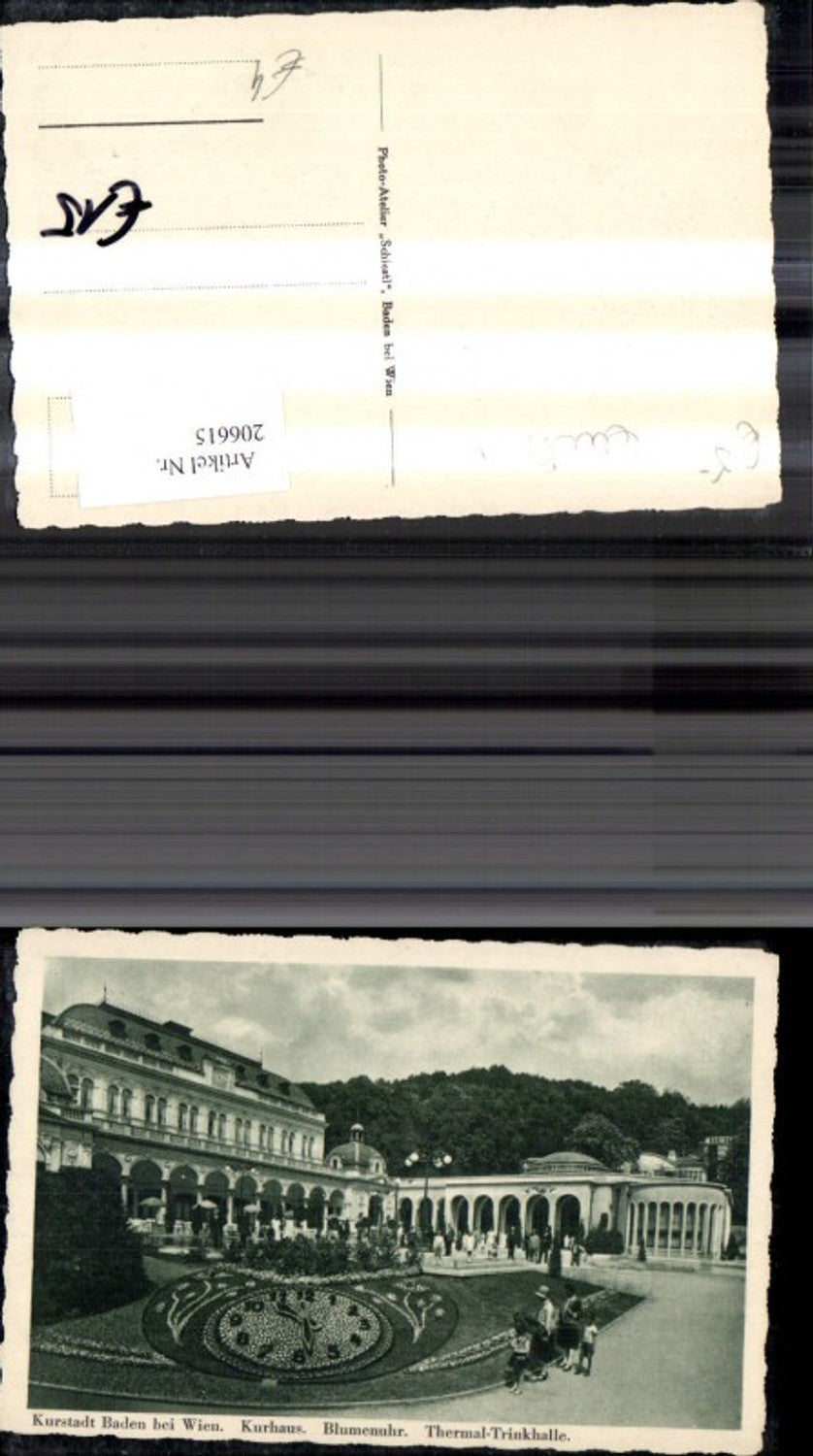 206615,Baden b. Wien  Kurhaus Neue Trinkhalle Ansicht m. Blumenuhr