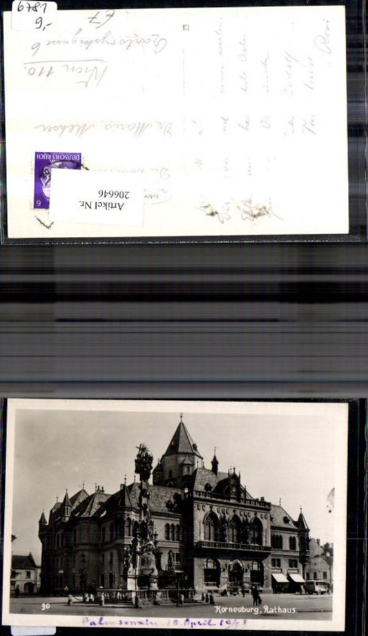 206646,Foto Ak Korneuburg Rathaus m. Automobil Autobus Personen
