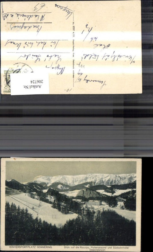 206724,Semmering Blick a. d. Raxalpe Polleroswand u. Südbahnhotel Depndancen Winteransicht