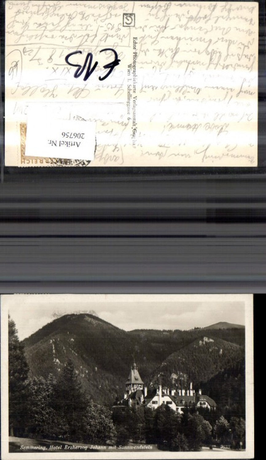 206756,Semmering Hotel Erzherzog Johann m. Sonnwendstein