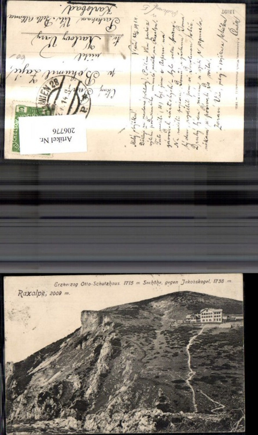 206776,Raxalpe Erzherzog Otto Schutzhaus geg. Jakobskogel Reichenau