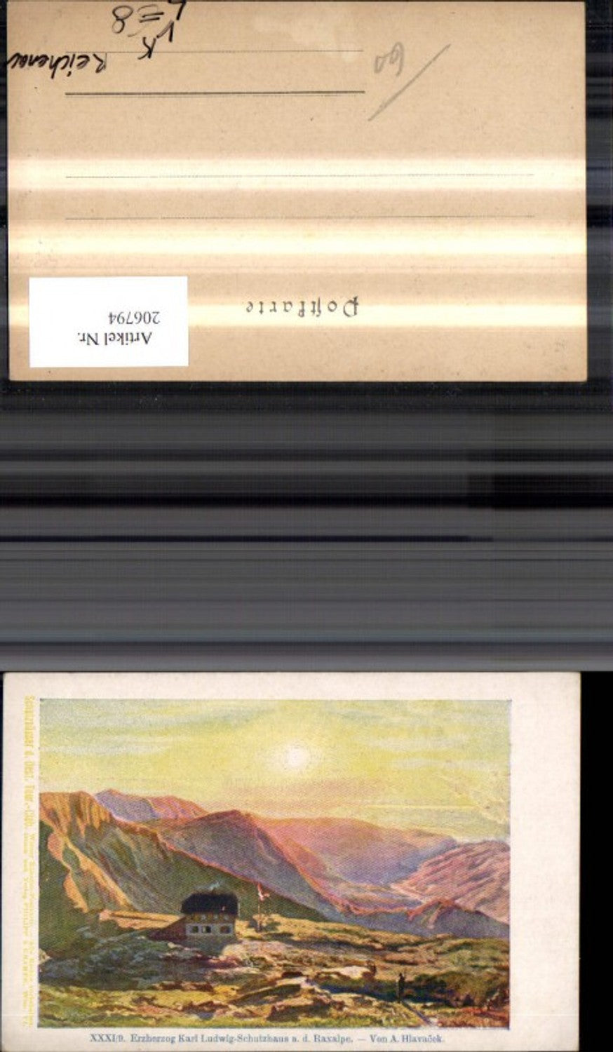 206794,Künstler Litho A. Hlavacek Erzherzog Karl Ludwig Schutzhaus a. d. Raxalpe Reichenau pub Philipp & Kramer