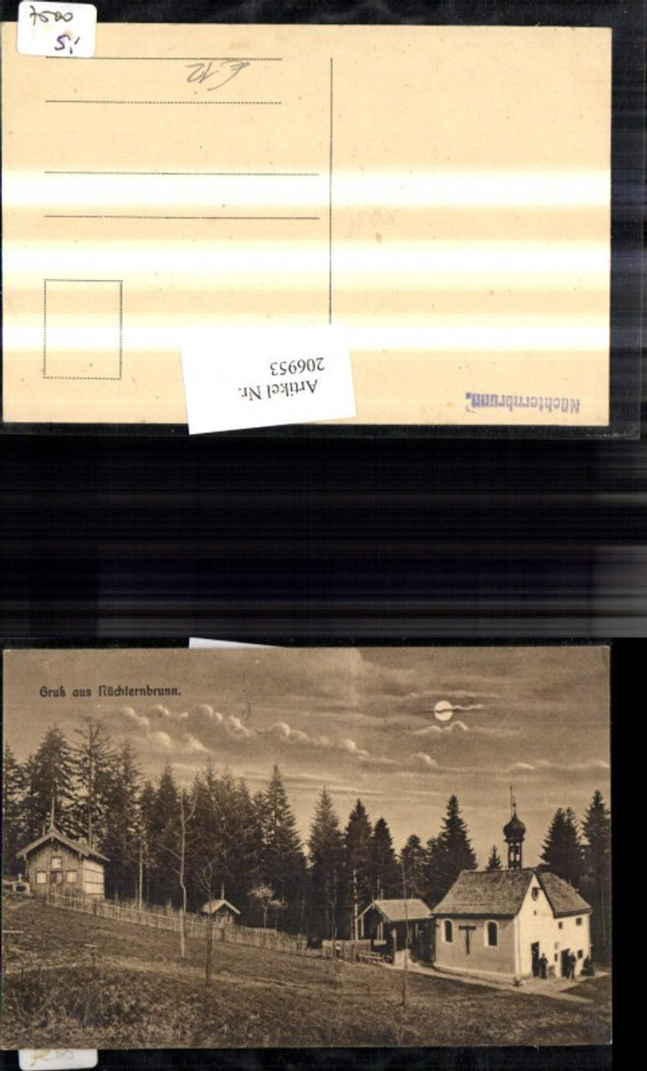 206953,Gruß aus Nüchternbrunn Kapelle Mondschein Mond