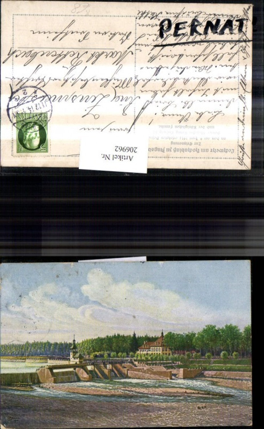 206962,Künstler AK L. Amzinn Lechwehr u. Hochablass zu Augsburg