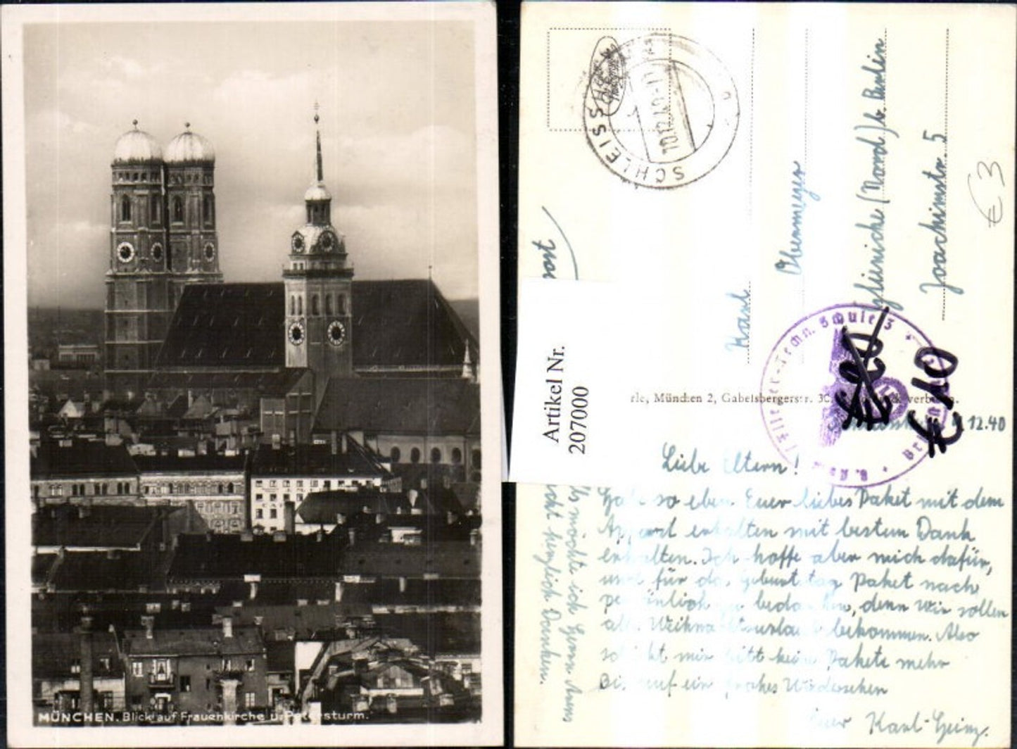 207000,München Blick auf Frauenkirche Kirche u. Petersturm Turm