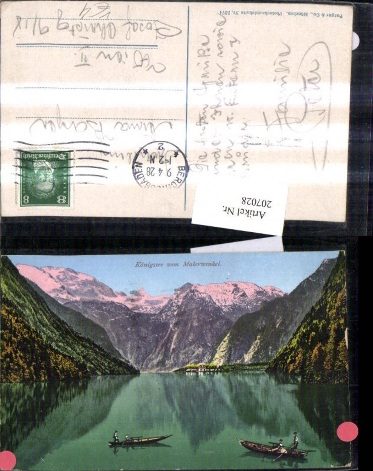 207028,Königsee b. Berchtesgaden vom Malerwinkel Boot Ruderboot pub Purger & Co 5974