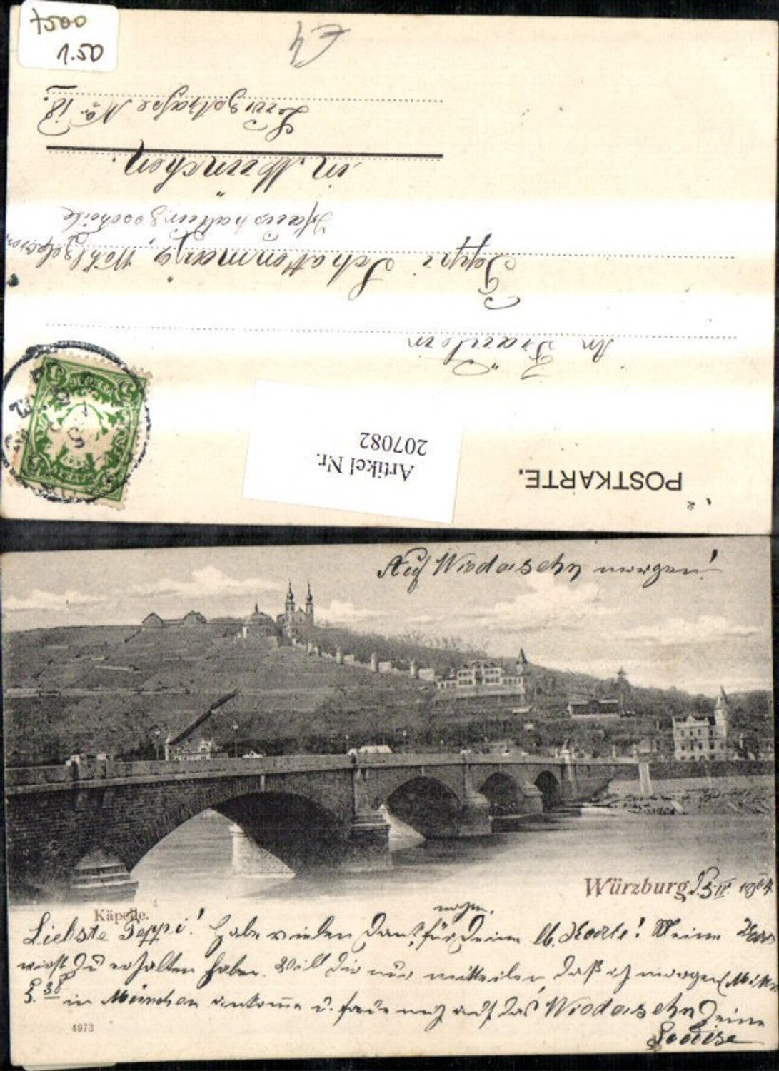 207082,Würzburg Teilansicht Brücke Käpelle