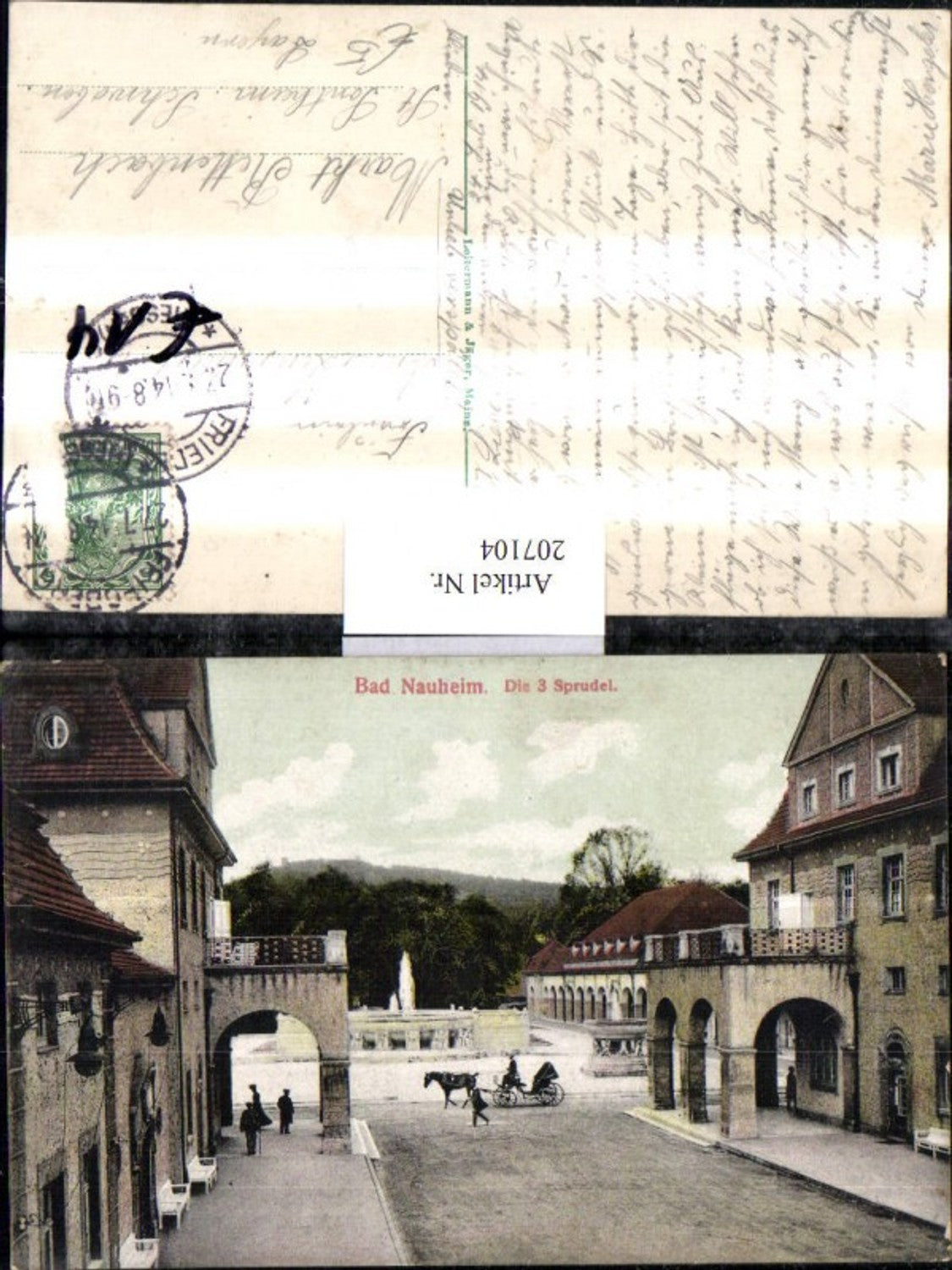 207104,Bad Nauheim Die 3 Sprudel Straßenansicht Brunnen