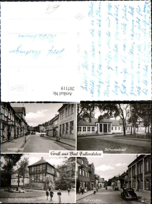 207119,Gruß aus Bad Fallersleben Westerstraße Schwefelbad Schlossgarten Bahnhofstraße Straßenansichten Mehrbildk.