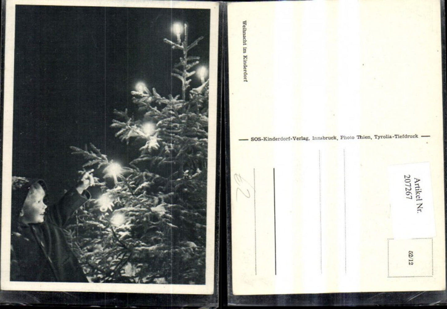 207267,SOS Kinderdorf 52/12 Weihnacht i. Kinderdorf Kind v. Tannenbaum m. Schnee Kerzen