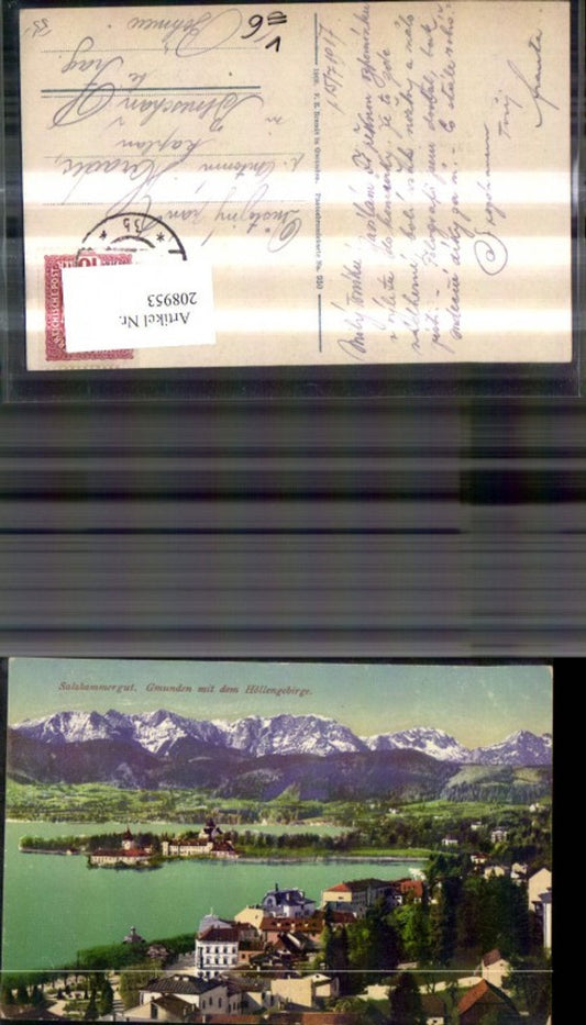 208953,Gmunden m. d. Hölllengebirge Salzkammergut pub F. E. Brandt 930