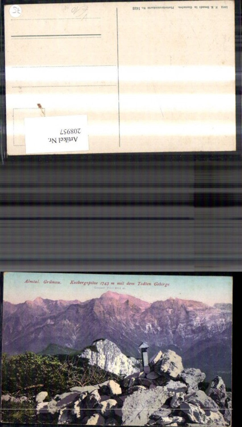 208957,Almtal Grünau Kasbergspitze m. d. Todten Gebirge pub F. E. Brandt 1423