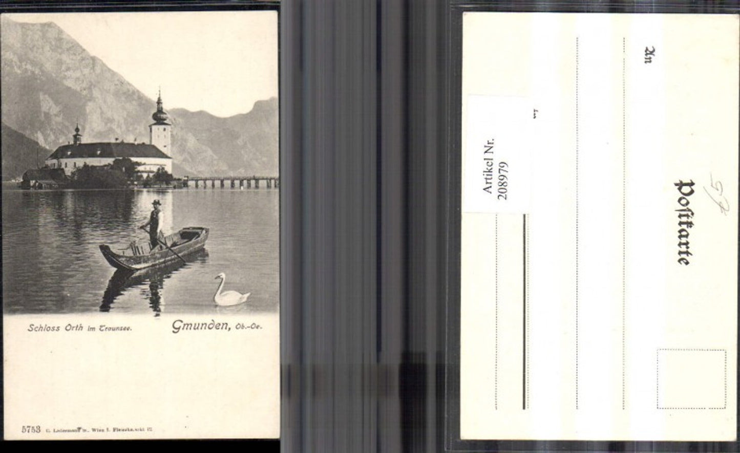 208979,Gmunden Schloss Orth im Traunsee Boot Ruderboot Schwan